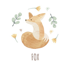 Forest Animals Woodland Adventure Watercolor Illustration Fox