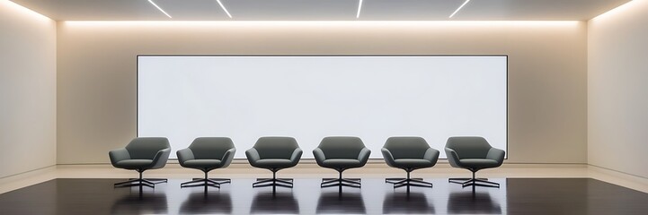 a modern commercial building lobby corridor leading to an open lounge area. Mockup 3D rendering.