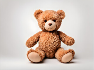 Obraz premium Cute brown teddy bear on white background