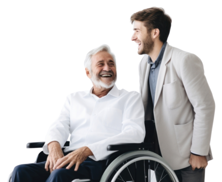 PNG Wheelchair smiling adult man.