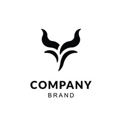 Obraz premium Stylized Bull Horn Logo - Modern Minimalist Design