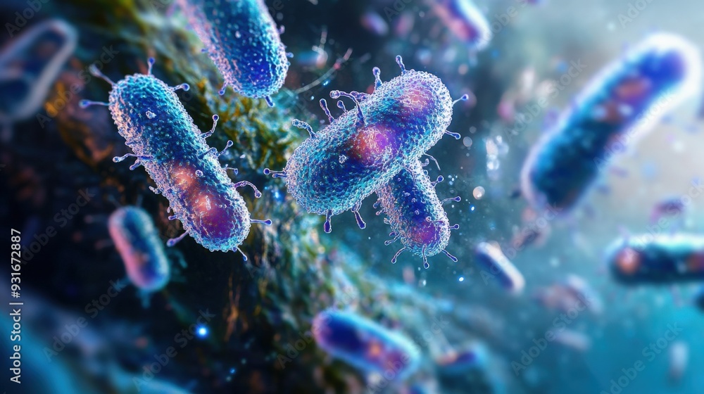 Poster bacteria are actively involved in cellular processes, showcasing their vibrant colors and unique str