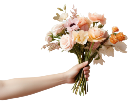 PNG Flower hand holding plant transparent background