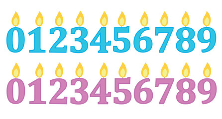 Birthday number candles from 0 to 9.