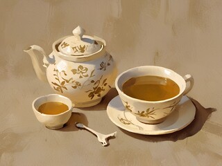 Fototapeta premium zhongqiu chinese tea patterns, AI generated 