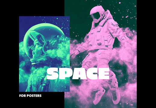Space Dust Poster Photo Effect Mockup With Generative AI