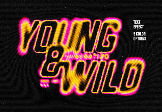 Wave Halftone Text Effect Mockup