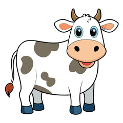 cute cow on white background. animal cartoon vector illustration