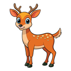 cute deer on white background. animal cartoon vector illustration
