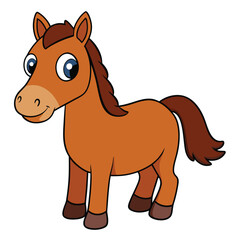 cute horse on white background. animal cartoon vector illustration