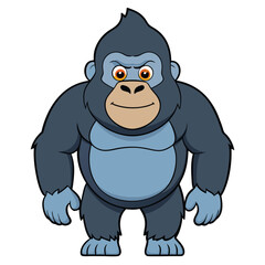 cute gorilla on white background. animal cartoon vector illustration