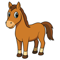 cute horse on white background. animal cartoon vector illustration