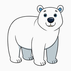 cute polar bear on white background. animal cartoon vector illustration