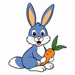 cute rabbit holding carrot on white background. animal cartoon vector illustration