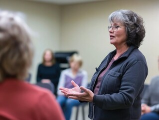 Senior Woman Participating in Group Therapy Session for Personal Development and Support