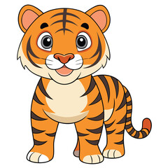 cute tiger on white background. animal cartoon vector illustration