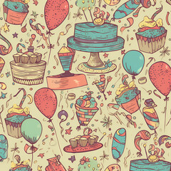 Birthday party time seamless pattern vector image