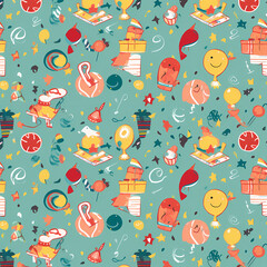 Naklejka premium Birthday party time seamless pattern vector image
