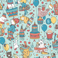 Birthday party time seamless pattern vector image