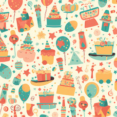 Birthday party time seamless pattern vector image