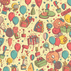 Birthday party time seamless pattern vector image