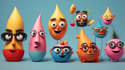 Obraz premium Funny shapes with exaggerated features, quirky and lively.-