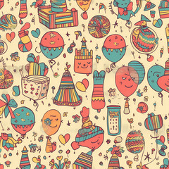 Birthday party time seamless pattern vector image