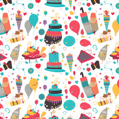 Birthday party time seamless pattern vector image