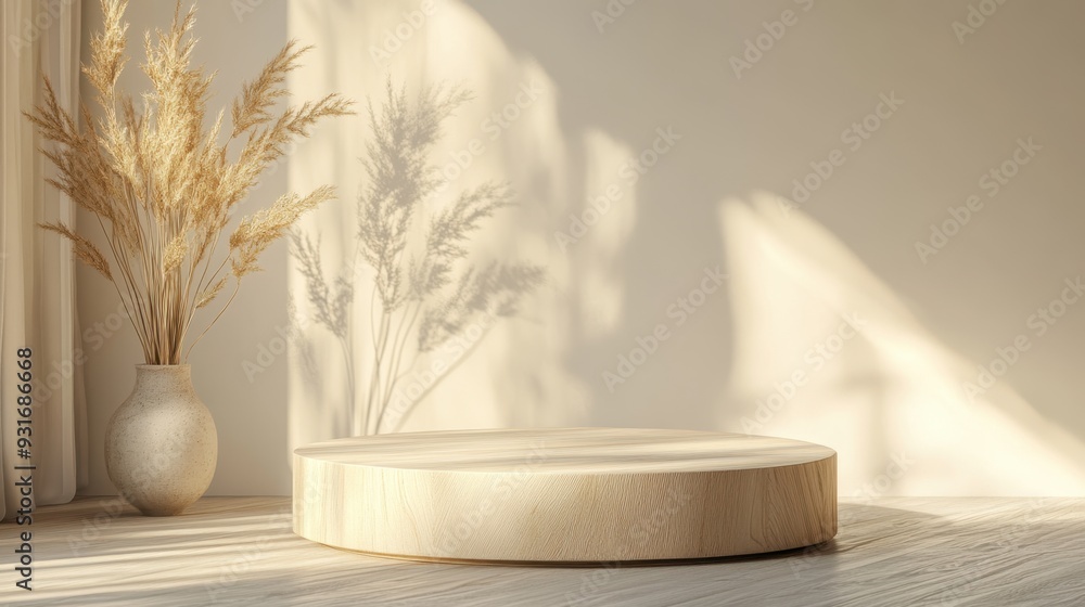 Poster elegant maize podium in minimalist setting with soft lighting and clean design on white background