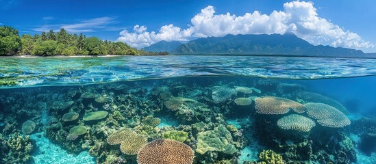 Coral Reef and Mountain Landscape