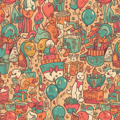 Birthday party time seamless pattern vector image