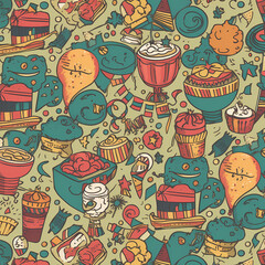 Birthday party time seamless pattern vector image