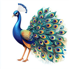 Fototapeta premium Peacock Vector Illustration Isolated on White Background