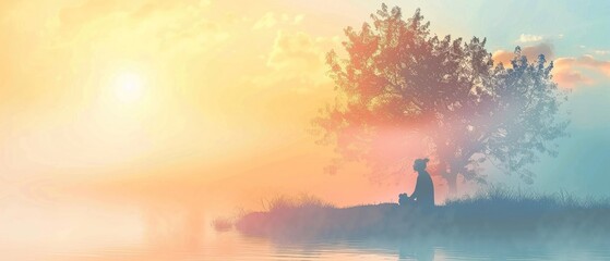 Christian Faith concept of Sacred Silence beautiful background.