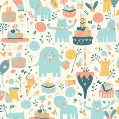 Birthday party time seamless pattern vector image