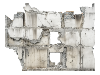 Destroyed part of the building. Cracked and fragments. Isolated