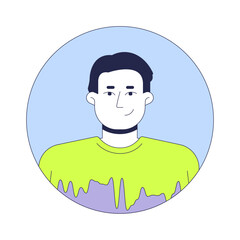 Caucasian man with neat sleek haircut 2D linear vector avatar illustration. European male plus sized cartoon character face portrait. Corporate employee casual flat color user profile image isolated