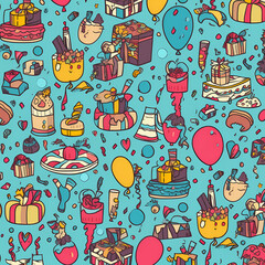 Birthday party time seamless pattern vector image