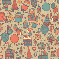 Birthday party time seamless pattern vector image