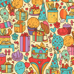 Birthday party time seamless pattern vector image