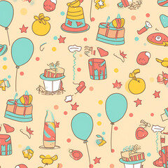 Birthday party time seamless pattern vector image