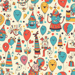 Birthday party time seamless pattern vector image