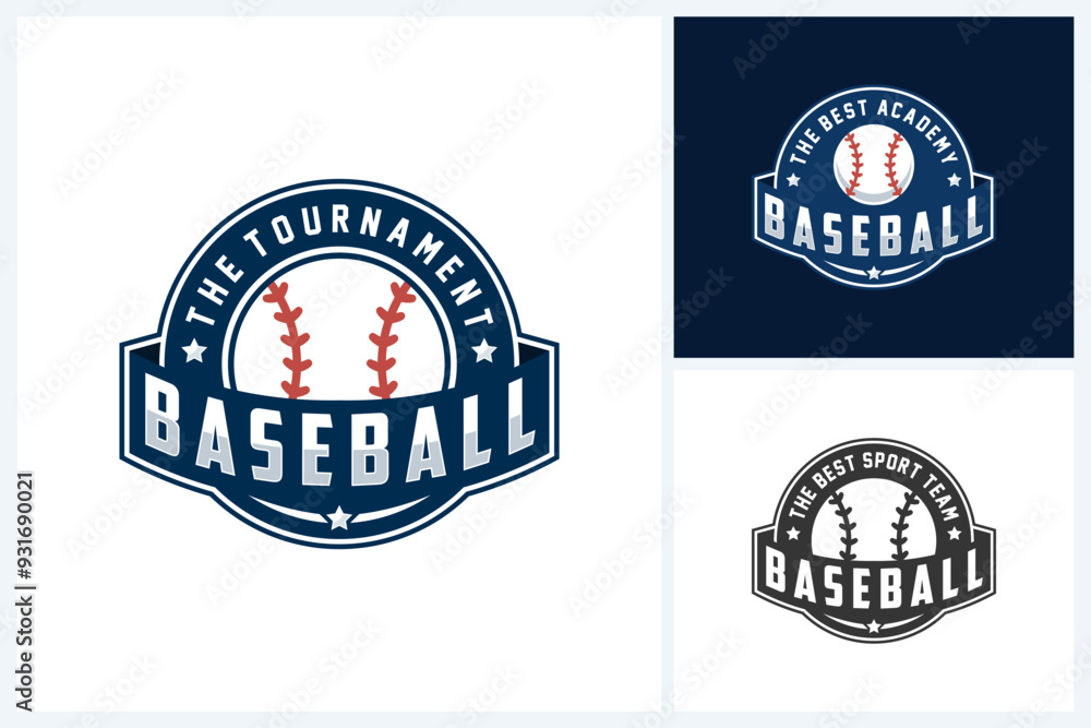 Wall mural baseball logo sport design template, baseball sport emblem vector, baseball tournament logo badge de