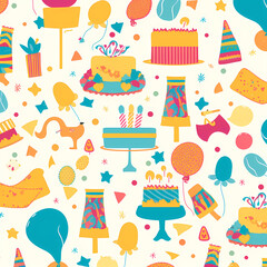 Birthday party time seamless pattern vector image
