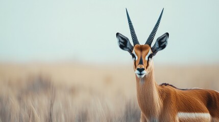 Close-up of an antelope in the wild, framed with empty space to allow for creative use of text or imagery.