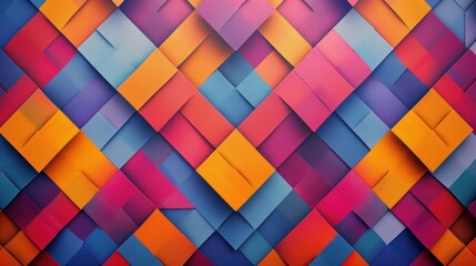 Abstract geometric seamless pattern with overlapping diamonds and bright hues, modern and lively