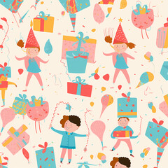 Birthday party time seamless pattern vector image