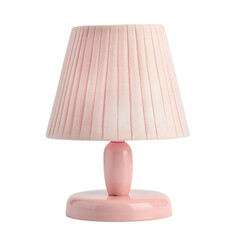 A pink table lamp with a pleated shade, perfect for a bedside table or a child's room.