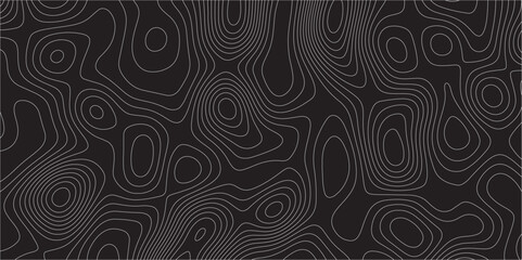 Abstract white on black background Topographic line map pattern. Contour elevation topographic and textured Background Modern design with black background with topographic wavy patted.	
