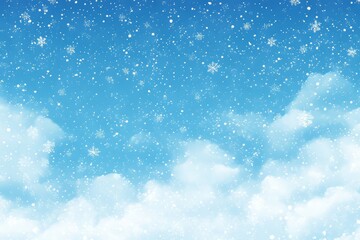 A winter sky with falling snow. Modern illustration of snowflakes and snowfall.